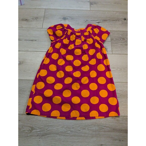 Vintage Oshkosh B'gosh Genuine Kids Pink Orange Polka Dot Corduroy Dress 5T - Picture 6 of 7